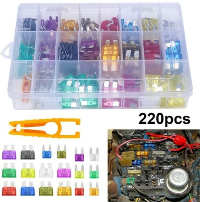 220p 자동차 휴즈 퓨즈 대형 소형 세트 2A-35A 차량용 doi+61661hU