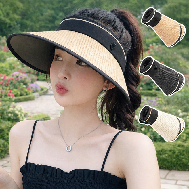 하옴 여성 썬캡 여름 돌돌이 챙 모자