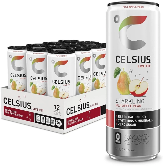 셀시우스 스파클링 후지 사과 배 355ml x 12개 에너지 드링크, Fuji Apple Pear - 쿠팡
