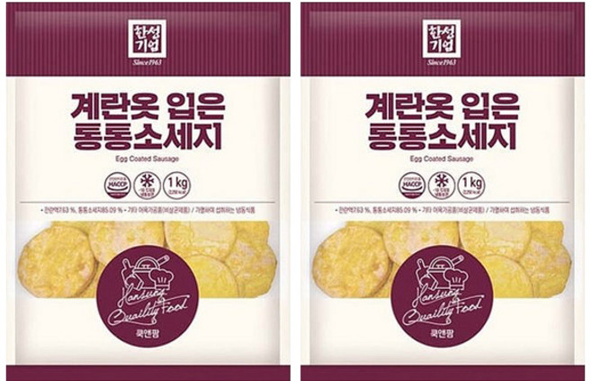 한성 계란옷 입은 통통소세지 1kg x 6개 / 냉동 동그랑땡 반찬