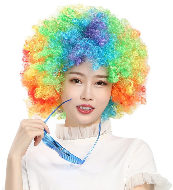 도매파티 점보 뽀글이 가발-파티 파마 코믹 노래방, 1.점보 무지개