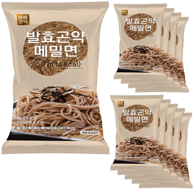 100g당 7kcal 빼빼곤약 발효곤약메밀면 10팩, 200g, 10개