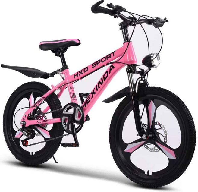 HXD 兒童自行車 變速山地自行車, 1個, 碟剎黑紅色變速+禮包+貨架+大燈18寸適合身高115-130厘米