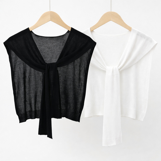 번쩍번쩍몰 얇은 시스루 어깨숄 페이크 가디건