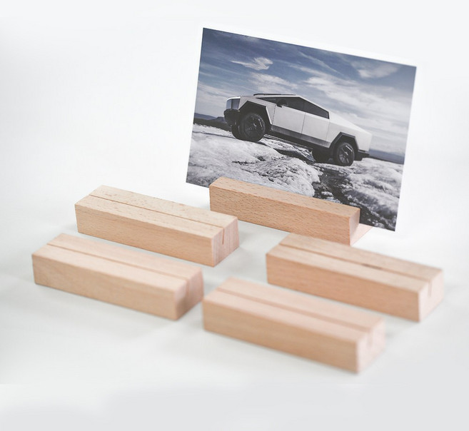 아모란나 우드 명함 메모 사진 꽃이 POP 스탠드 5P 폴라로이드 가격표 이름표, 5개