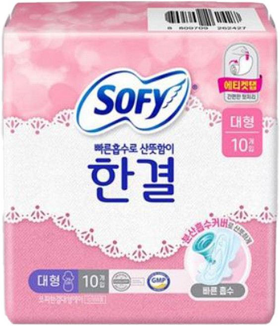 쏘피 한결 생리대 울트라 날개형, 대형, 10개입, 1개