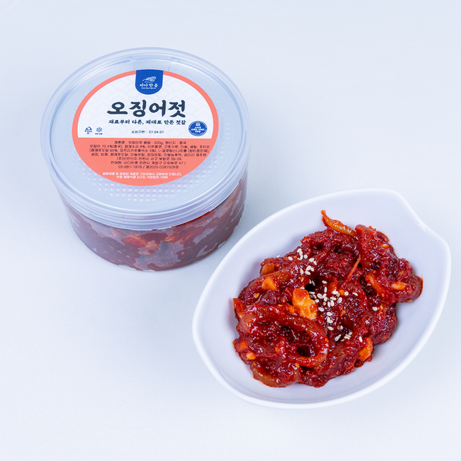 [바다한줌] 쫄깃한 오징어젓 250g 500g 저염 밥도둑 반찬 오징어젓갈, 1개
