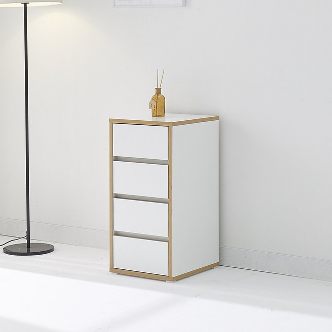 망스 4단 서랍장 미니 틈새 옷서랍 350, 화이트