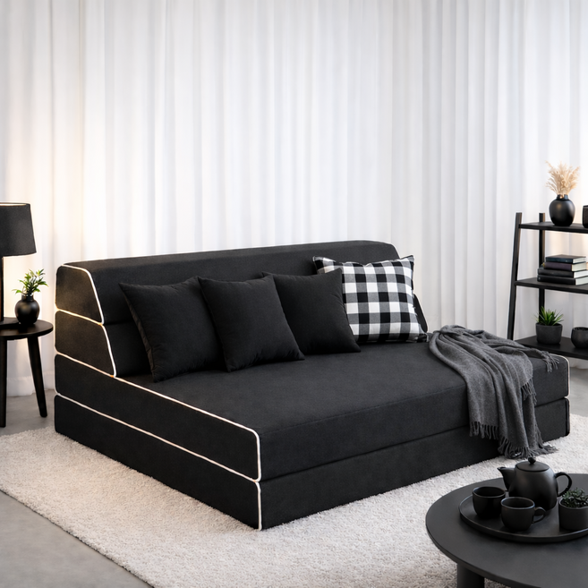 나가다 프리미엄 고탄성 4단 접이식 쇼파베드 폼매트리스, 5라인블랙