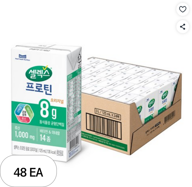 셀렉스 프로틴 오리지널, 125ml, 48개