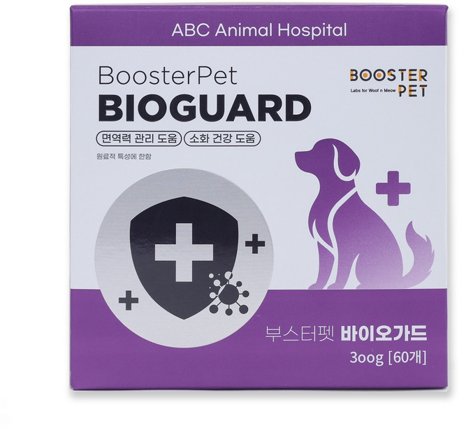 부스터펫 바이오가드 (면역력+소화기) 강아지 영양제 300g (60개 2달분), 1박스, 면역/항산화, 60정