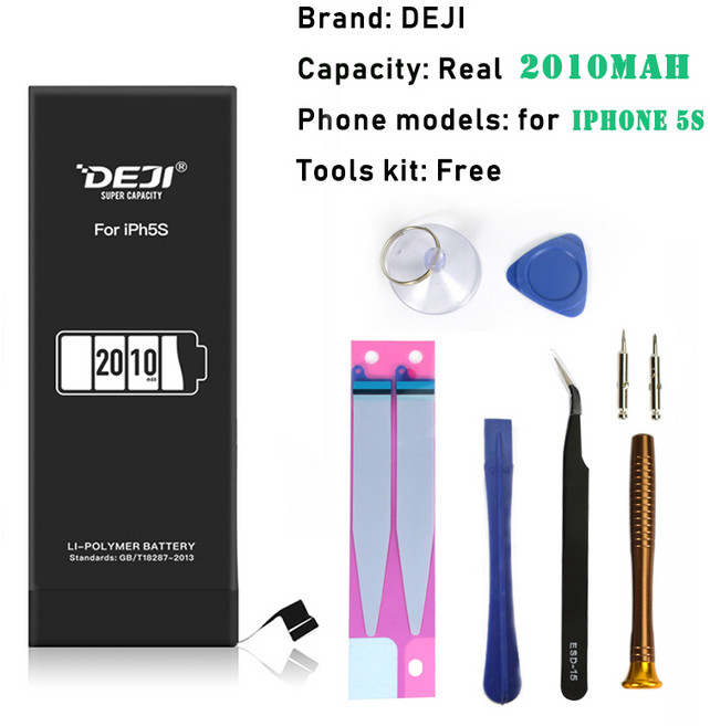 DEJI 아이폰 5s 5 se 용 배터리 리튬 이온 내장 배터리 휴대폰 대용량 2010mAh 교체 배터리, 1개