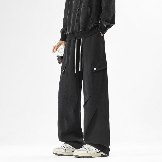 남자 와이드 롱 베이직 넓은 통 일자바지 바람막이Sevenmoon