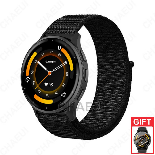 Garmin Venu 4 智慧錶帶 Venu 2 Plus 尼龍錶帶 Venu 3s 透氣替換腕帶, 黑色,Venu 4 45mm, 1個