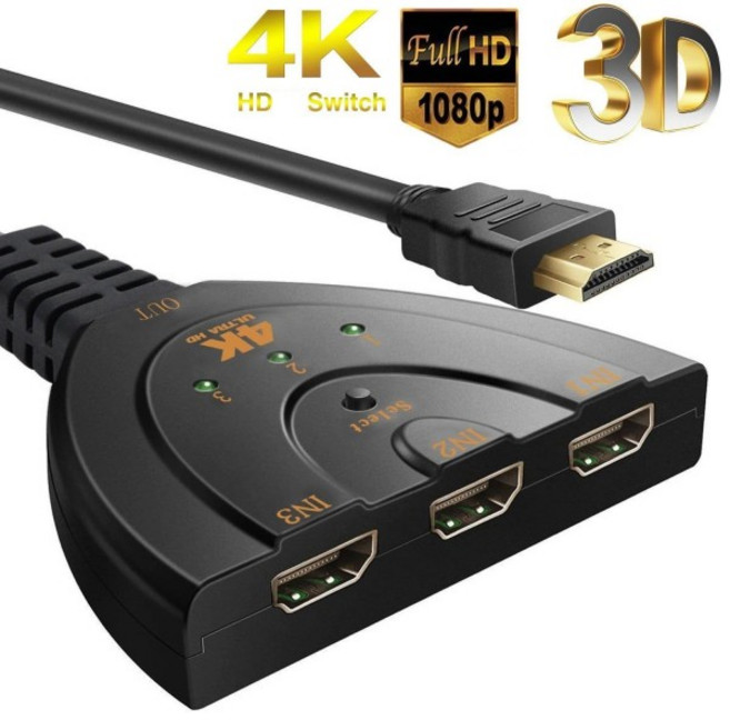 HDMI 호환 스위치 4Kx2K 60hz 3D 미니 3 포트 1.4b 4K 스위처 분배기 1080P 3 in 1 out 포트 허브 DVD HDTV, 1개