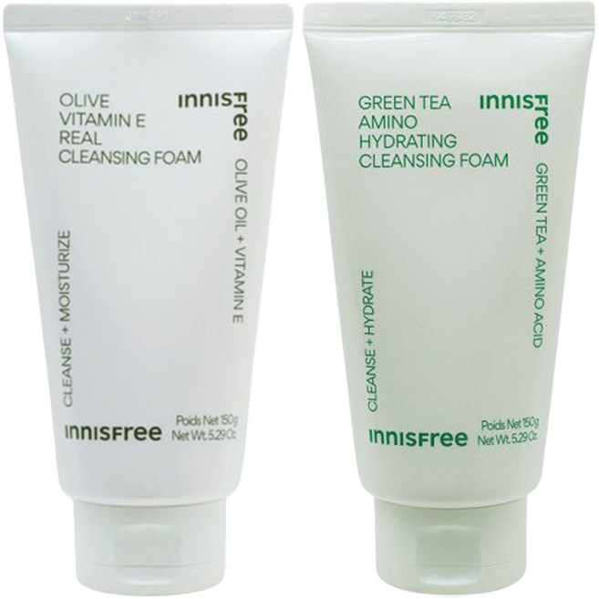 이니스프리 올리브 비타민 E 리얼 클렌징 폼+그린티 아미노 수분 클렌징 폼, 1개