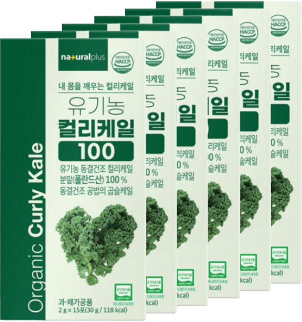유기농 컬리케일 100 동결건조 곱슬케일 분말 스틱 식약청 HACCP 인증, 6개