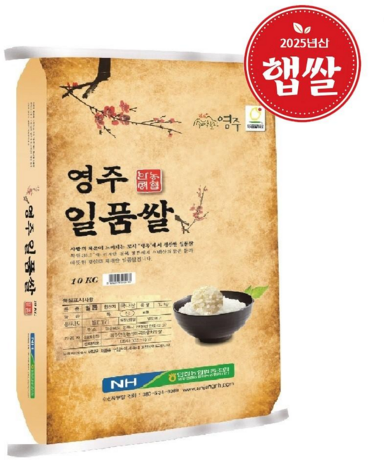 [2025년산 햅쌀][당일도정] 영주일품쌀 10kg 1개, 상등급