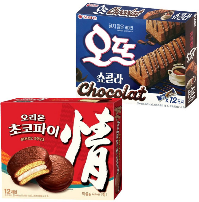 오리온 초코파이 468g 12pcs + 오뜨 쇼콜라 300g 12pcs