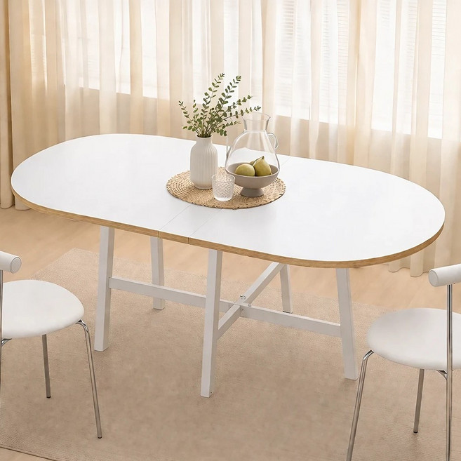 메르하임 윙드 다용도 확장형 접이식식탁, 화이트, 4인용