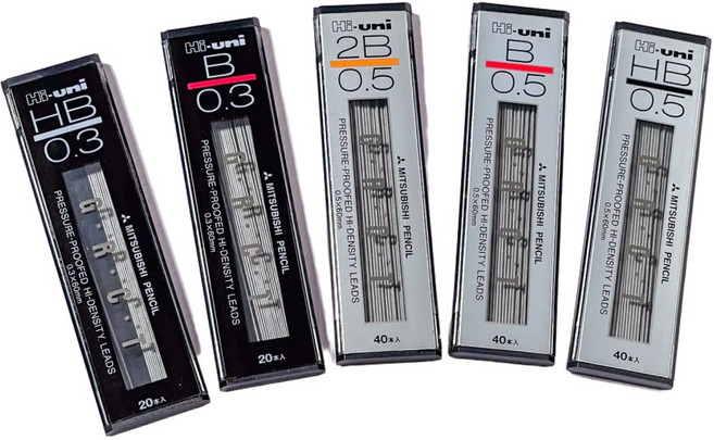 미쓰비시 UNI 하이 유니 GRCT 샤프심 0.5mm, 0.5mm (HB)