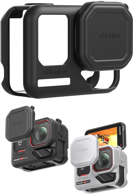 Insta360 ace pro 2 풀커버 실리콘 커버 스트랩 포함 케이스 카메라 보호 인스타360 에이스 프로2, 1개, AC-X023-BK