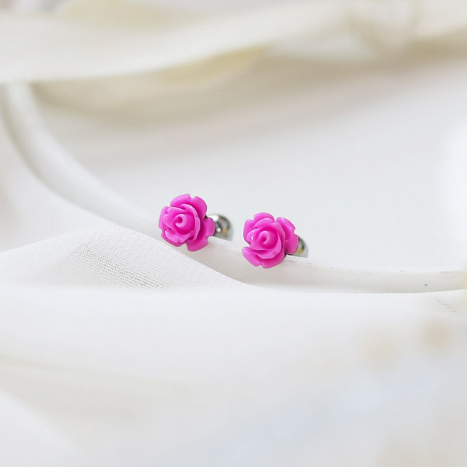 미다미 [2P] 장미 심플 아크릴 포인트 피어싱세트