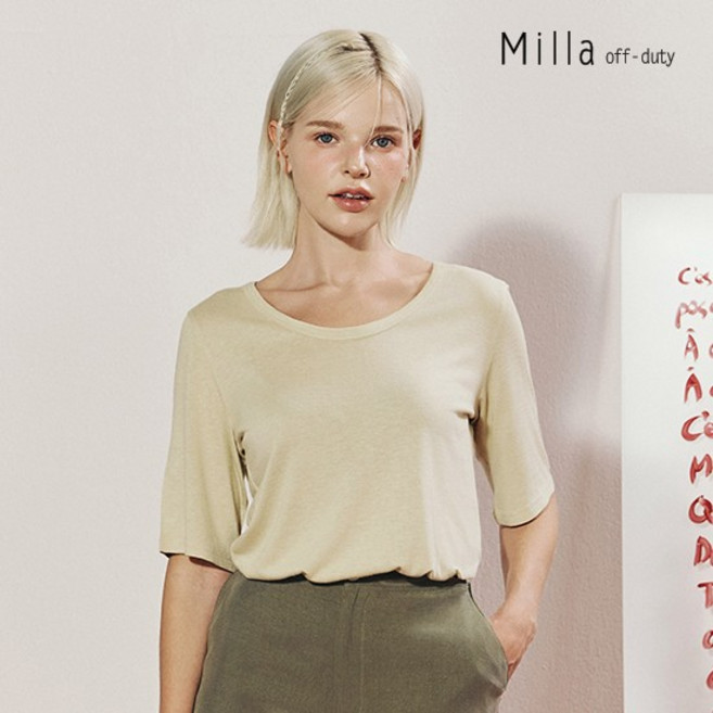 [최초가 59900원] 밀라 25SS 프렌치 린넨 혼방 티블라우스 4종