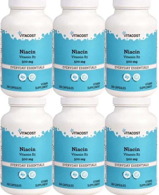 비타코스트 니아신 비타민 B3 500mg, 6팩, 300정 - 쿠팡