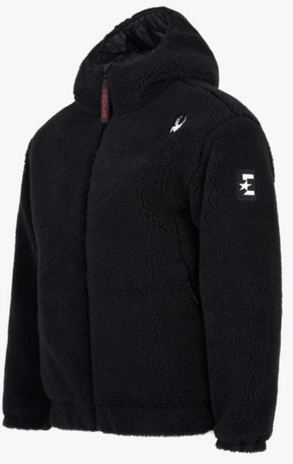 스파이더 공용 유로스포츠 플리스 패딩 후드 집업 자켓 SPIWCNJK222UBLK