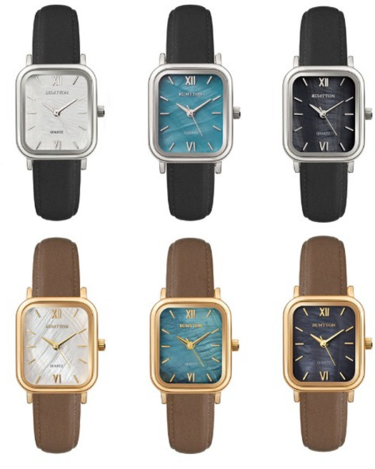 럼튼 하버 여성 자개 다이얼 가죽밴드 손목 시계