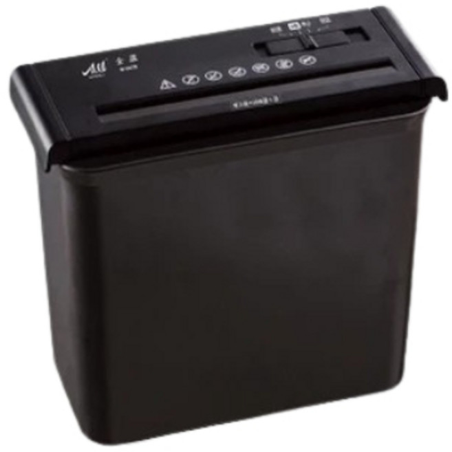 AII 艾爾 碎紙機 輕巧低噪音 辦公室家用皆宜 保護機密文件, 黑色, W-522S
