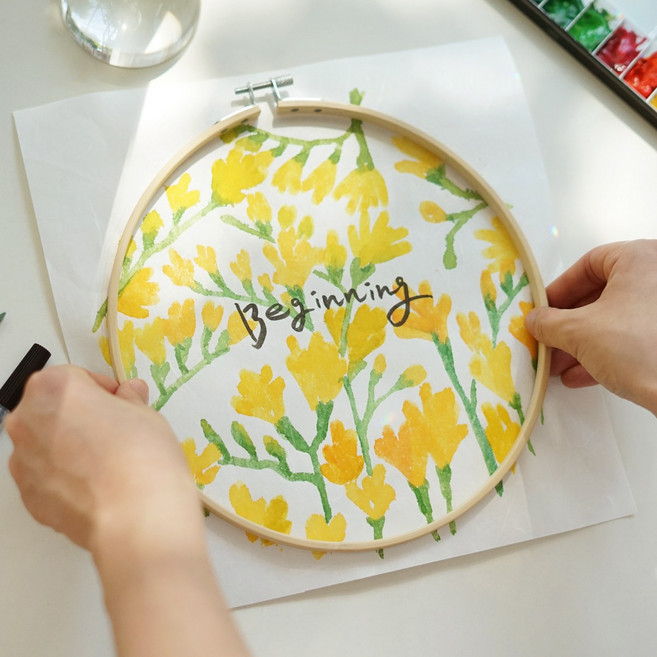 수틀 원형 캘리그라피 액자 DIY 만들기재료 4종 사이즈, 1.소