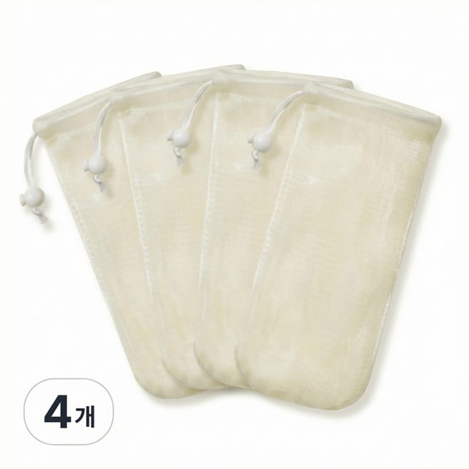 코코바움 6겹 메쉬 비누 거품망, 4개, 아이보리