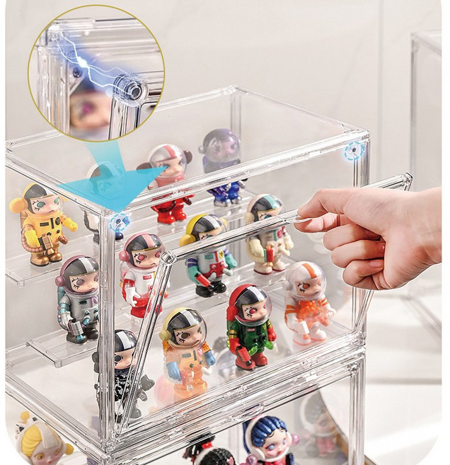 아크릴 케이스 피규어 보관함 레고 건담 장식장 투명 쇼케이스 진열장 2단 진열대 케이스, 3개