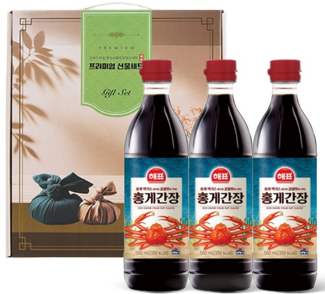 [제프몰] 홍게간장500mlx3종 전복간장 맛간장 추석선물세트 식용유선물세트, 1세트, 1500L