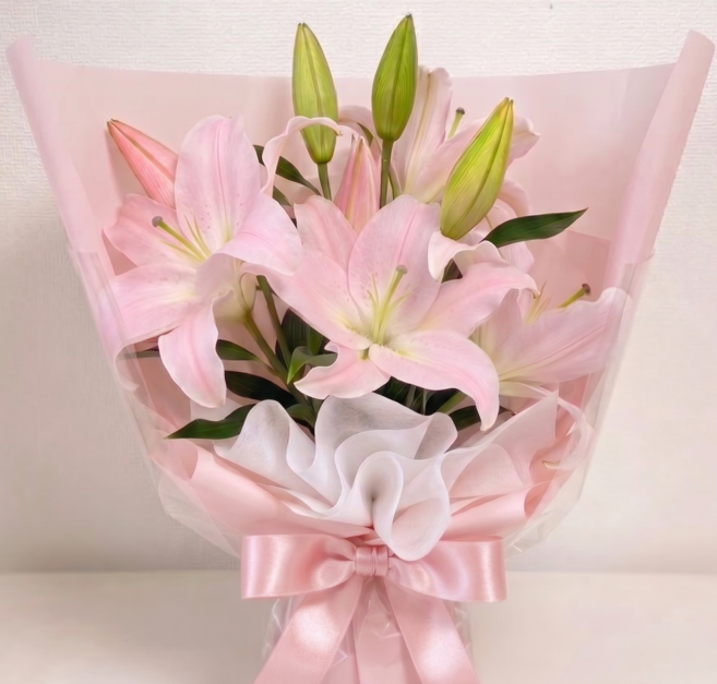 체리플로라 백합꽃 3대 안개꽃 백합 생화 흰색백합 꽃도매 단체꽃주문 꽃정기구독, 꽃다발포장+쉐라백합3대, 1개