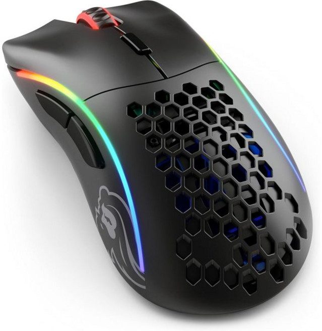 글로리어스 게이밍 모델 O 2 무선 마우스 하이브리드 24GHz 블루투스 68g 초경량 긴 배터리 수명 26k BAMF 20 센서 RGB 조명 양손용 6버튼 PTFE 피트 블랙, 표준, 모델 D (인체공학적), 검정