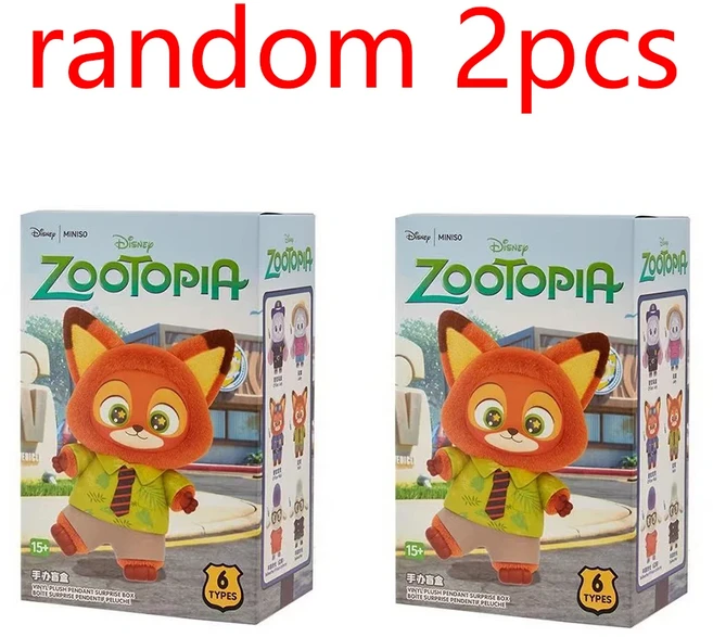 Zootopia 블라인드 박스 닉 주디 비닐 인형 트렌디 서프라이즈 장난감 귀여운 배낭 펜던트 어린이 생일 크, 05 random2pcs