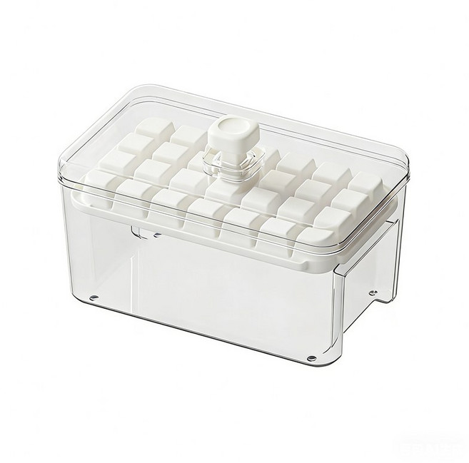 附蓋冰塊盒，一鍵脫冰，食品級材質，84入儲冰容量, 按壓式製冰盒 贈冰鏟, 1個