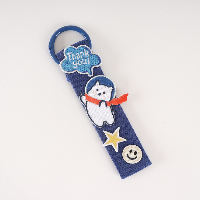 완제품 와펜 스트랩 키링 단체 선물 가방 꾸미기 귀여운 디자인 왕고리, 1개, 북극 딥블루