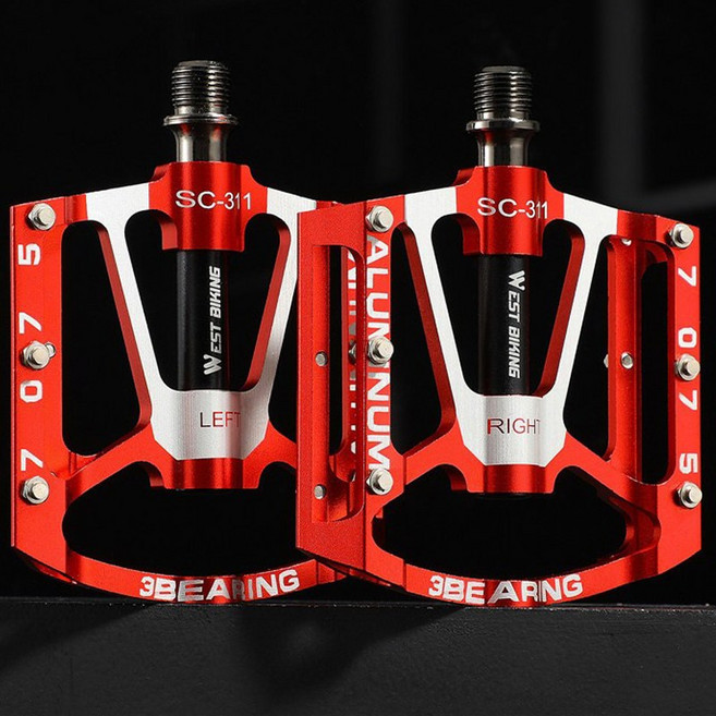 시그니처베이지 웨스트바이킹 자전거 클릿 평페달 페달 YPZ083, 레드, 1개