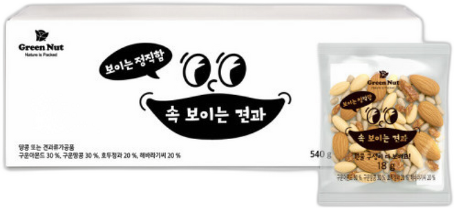 속 보이는 견과 하루견과 호두정과 달콤한 호두정과가 들어간 하루견과로 에너지 충전, 1세트, 18g