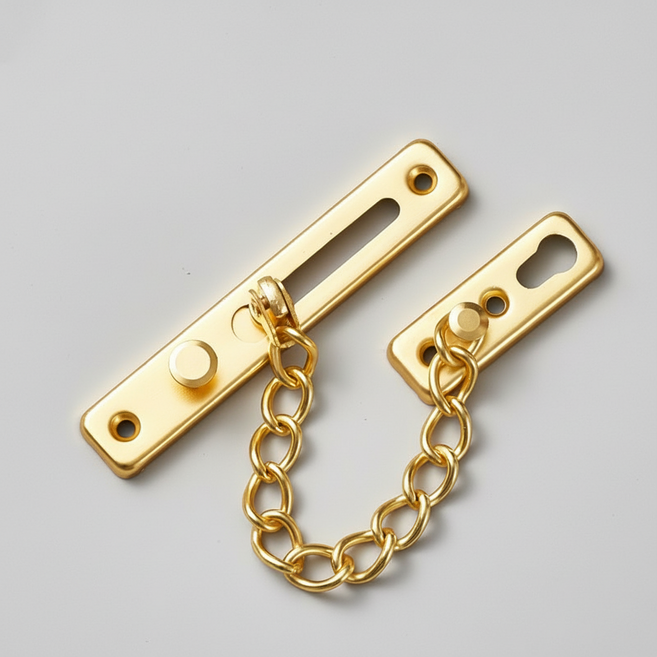 체인형 현관문 잠금 장치 다용도 이중 안전 고리, 1개, 골드 체인형