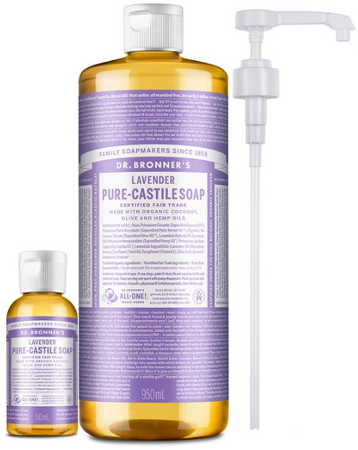 닥터브로너스 캐스틸 솝 950ml+60ml+펌프 세트 12종 택1, 1개, 950ml