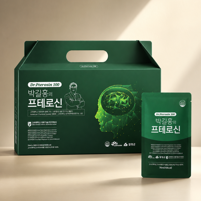 (2026년 신제품) 박길홍의 닥터 프테로신 100 고사리뿌리추출물 인지케어 솔루션 1박스 30포, 30개, 70ml