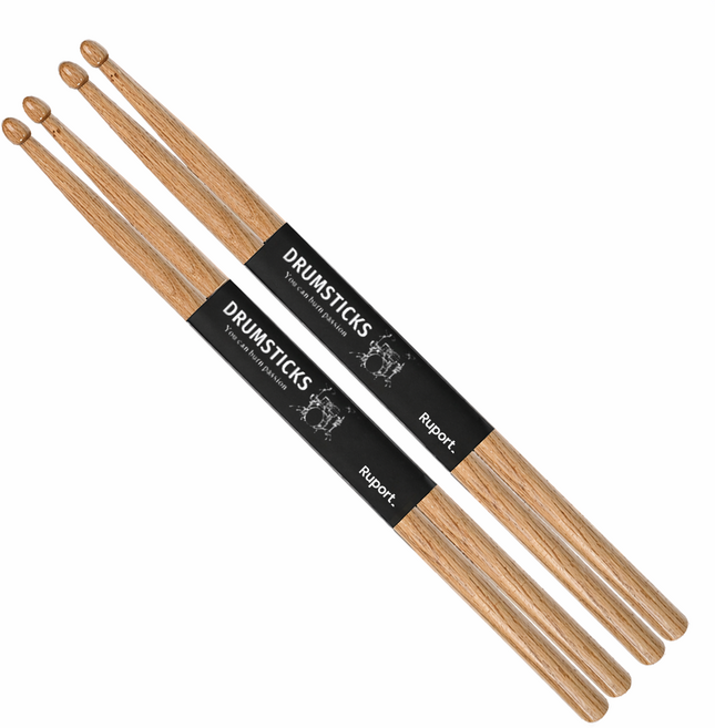 루폭트 파워풀한 연주용 오크 드럼스틱, 2세트, 원목