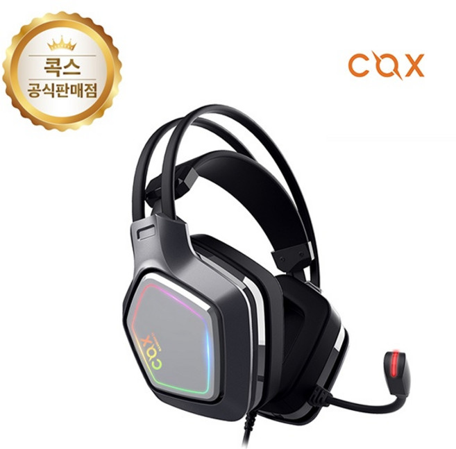 COX SCARLET 가상 7.1 RGB 노이즈 캔슬링 마이크 진동 초경량 헤드셋 그레이 (유선)
