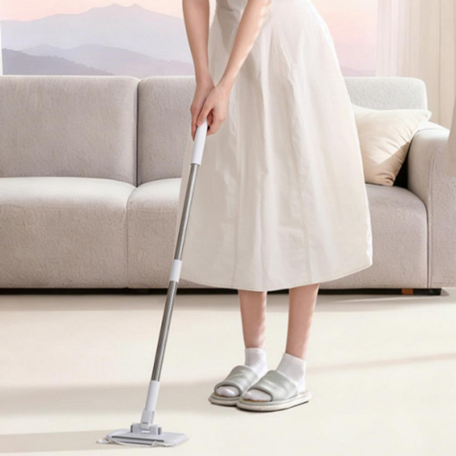 2단 집게 청소 대걸레 자루 극세사 걸레 밀대 유리닦이, 1개