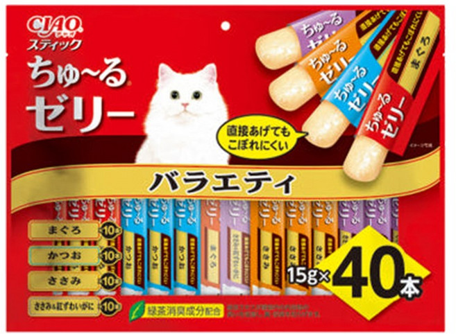 이나바 챠오스틱 버라이어티 고양이간식, 40개, TSC-136 믹스, 15g